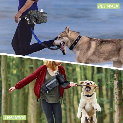SupRovare Hunde Futterbeutel - Leckerlitasche für Hunde - Multifunktionaler Leckerlitasche mit Reflektor & Zusatzgurt - Ideal für Training und Outdoor - Schwarzer Bauchtasche für alle Hunderassen