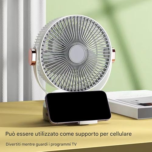 Ventilador con clip de velocidad ajustable con luz nocturna recargable 3