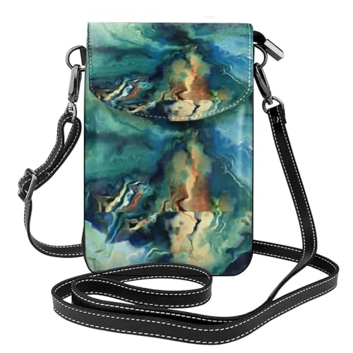 Sac bandoulière marbré océan et porte-téléphone en cuir PU pour femme