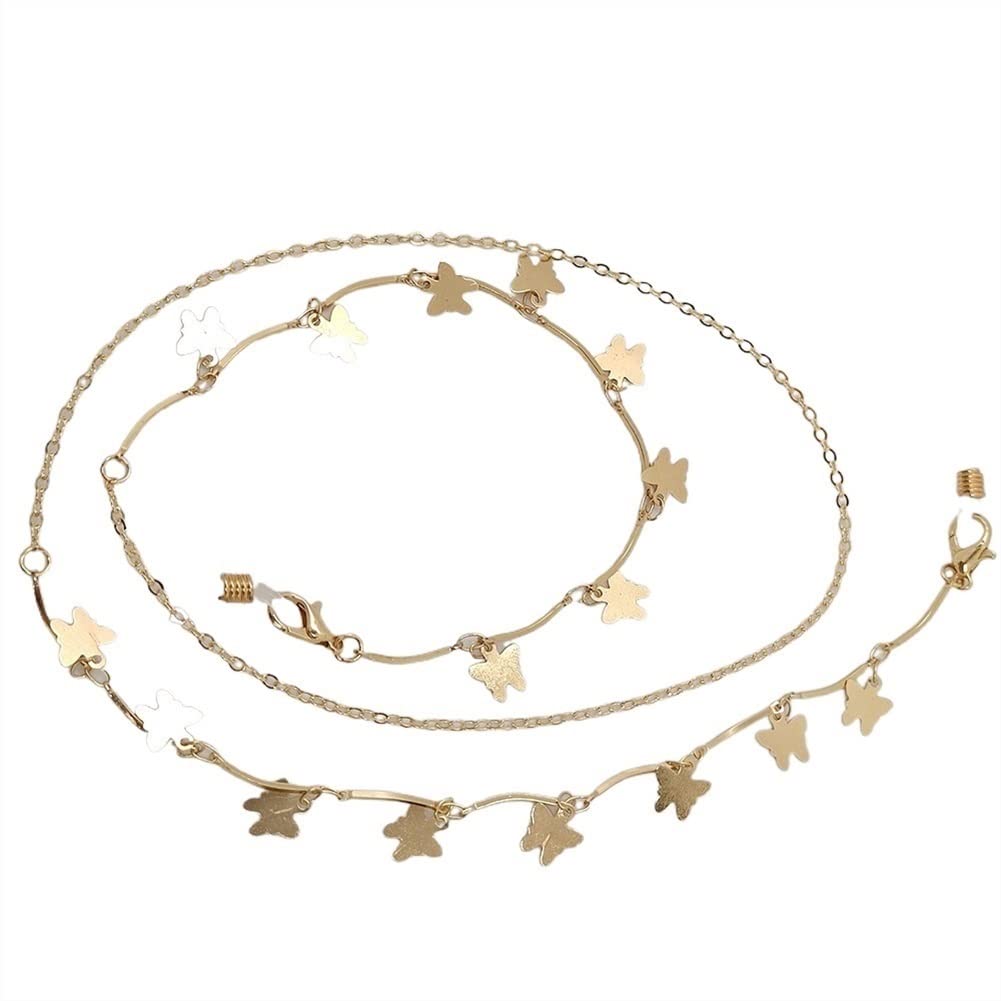 EDDHAEDDHA Cadenas de cadena de gafas cordón para mujeres con colgante de mariposa para máscara cadenas de gafas de moda (color: oro, tamaño: 1)