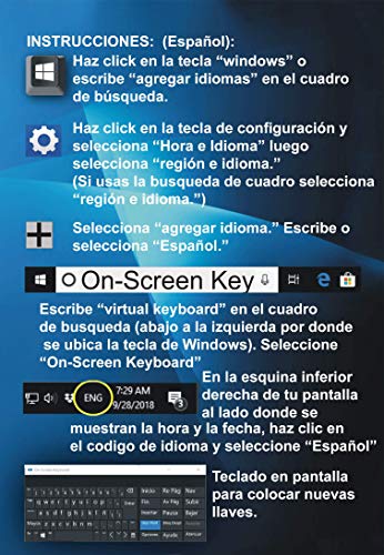 Spanish/English Keyboard Stickers With Fluorescent Inlays. Large Symbols Will Not Wear, Smudge Or Fade. For All Laptop And Desktop Keyboards Also Free Usb Led Light (White). #TOP4