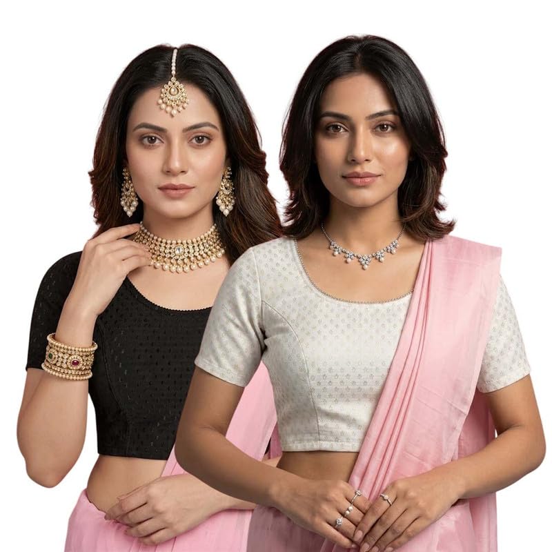 Combo 2 Readymade Women Solid Half Sleeve Cotton Blouse-picture-36