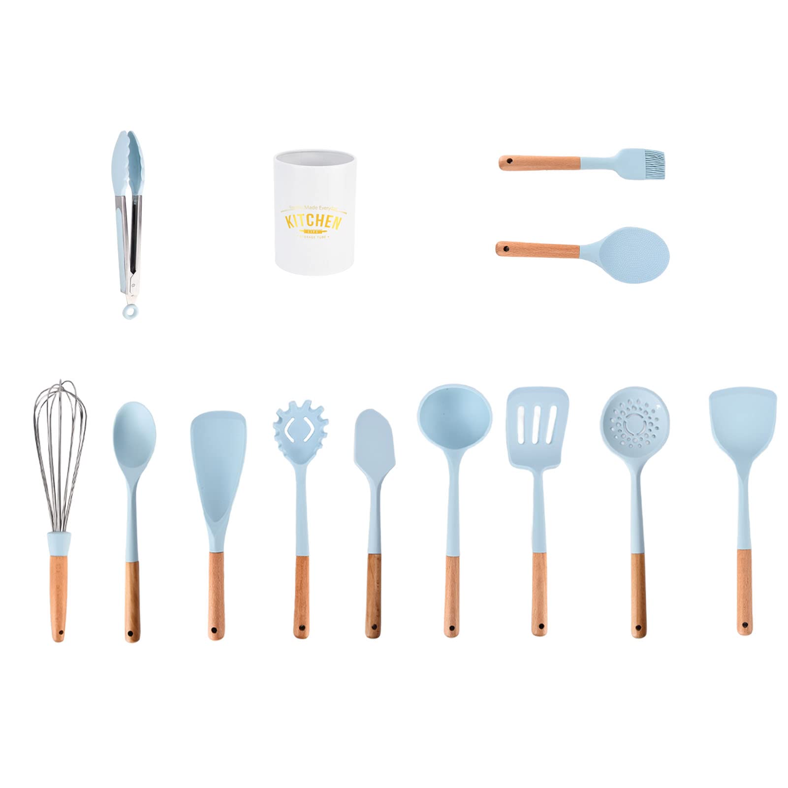 12-teiliges Set Silikon-Küchenutensilien-Set, hitzebeständig, antihaftbeschichtet, BPA-frei, Backutensilien, hitzebeständiger Spatel, Küchenhelfer