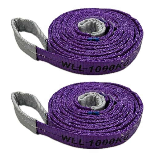 Image of 2x Duplex Web Sling 1 Ton Lifting Strop 30MM Wide 1 Tonnes Lifting 2 Metres