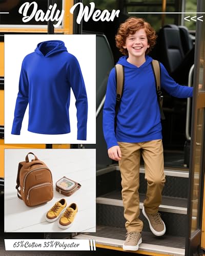 3 Pack Boys Hoodies Kids Cotton Long Sleeve Athletic Workout Sweatshirts Casual Comfy Pullover Shirts(ages 6-18)3