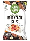 Dieffenbach's One Potato Two Potato Root Veggie Chips, Certified Gluten Free, Non GMO Verified, 4-Pack 5.75 oz. Bags (Garlic and Herbs)
