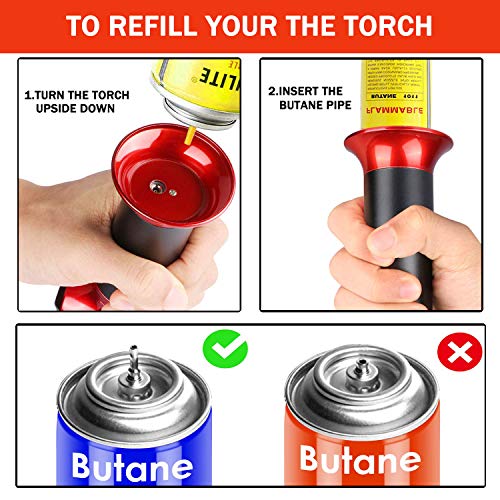 Kitchen Cooking Blow Torch,Culinary Butane Torch Lighter with Safety Lock Adjustable Flame Refillable Blowtorch for Creme/Brulee/Baking/BBQ/DIY Soldering By Sunrich (Butane Gas Not Included)