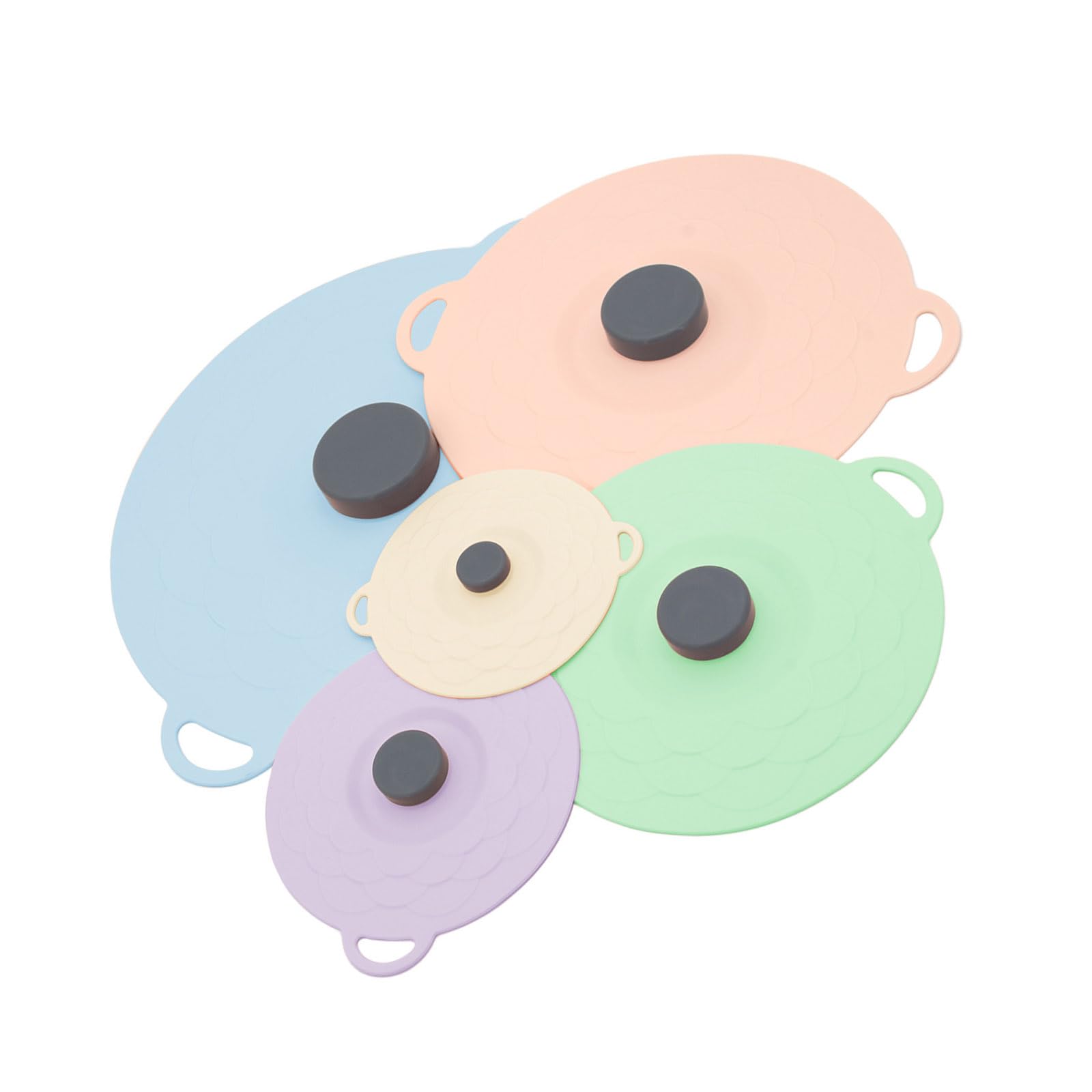 Jazuaiao 5 Silicone Food Covers, Suction Lids for Pots Bowls Pans, Splatter Guards & Dishwasher Safe Leakproof Food Storage Covers