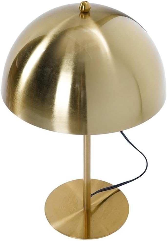 Pemberly Row Metal Table Lamp, Gold Dome Shade with White Interior, Contemporary Style, Sturdy Base, in-Line Switch, Versatile for Living Room, Bedroom, Office Desk or Side Table Lighting