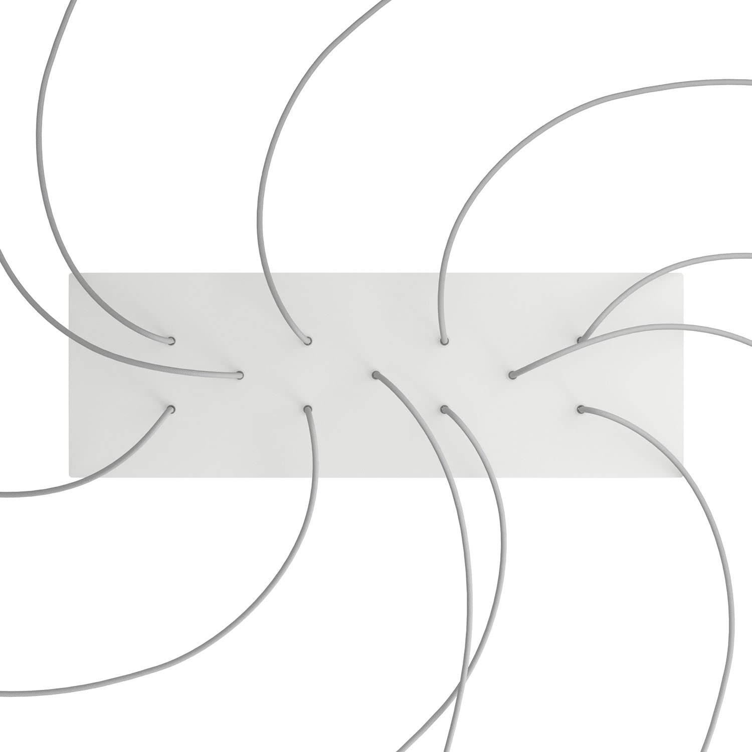 creative cables Rosone XXL rettangolare bianco linea Rose-One (serracavo conico, dibond bianco opaco, 11 fori e 6 fori laterali) – Per lampadari e sospensioni multiple