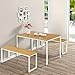 Zinus Louis Modern Studio Collection Soho Dining Table with Two Benches / 3 piece set, White