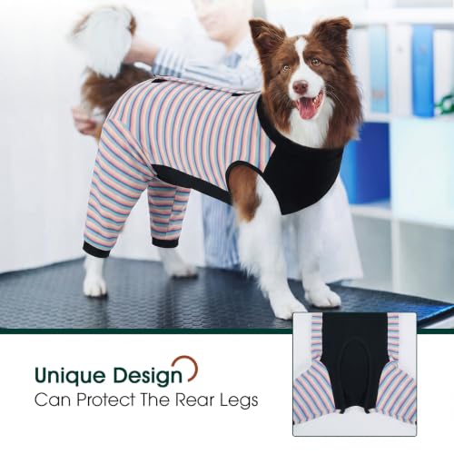 Image of Kuoser Dog Recovery Suit with Anti Licking Rear Leg Sleeve, Purple M