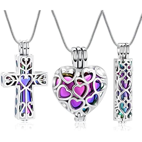 mingkejw 3 Pcs Cylinder/Cross/Heart Urn Necklace for Ashes Cremation Jewelry for Women Men Stainless Steel Memorial Necklaces Ash Holder for Human Pets Keepsake Jewelry for Loved Ones with Fill Tool Cover