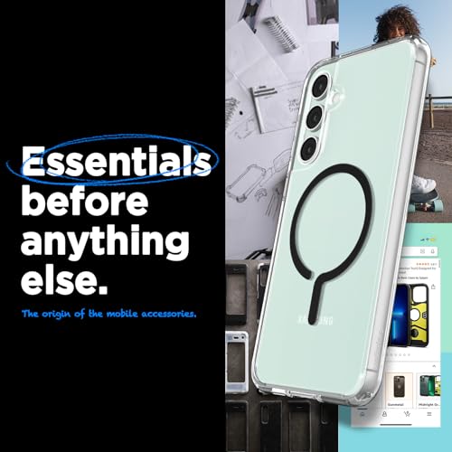 Image of Spigen Ultra Hybrid OneTap Metal Ring MagFit | Samsung Galaxy S23 FE Case [Transparent] [Magsafe] Galaxy S23 FE Back Cover | TPU+PC - Black