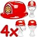 Produktbild Neu: 4 x Feuerwehrhelme für Kinder | Verkleidung zum Feuerwehr-Kindergeburtstag, Fasching und Mottoparty | Jedes Feuerwehrmann-Kind liebt diese Helme!