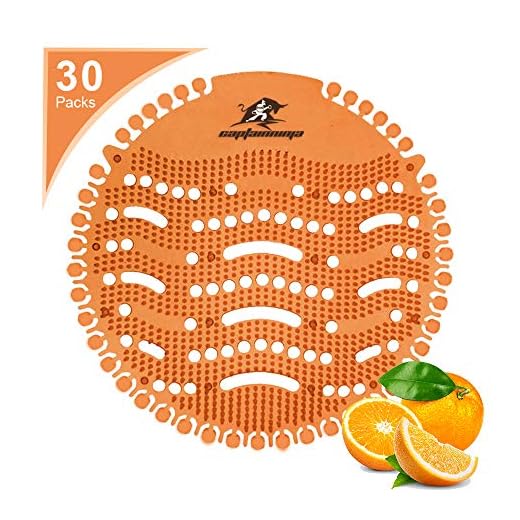 Captain Ninja Urinal Screen Deodorizer (30 Pack) - Scent Lasts for Up to 30 Days – Anti-Splash &Ideal for Any Public Business Facilities Bathrooms (Orange)