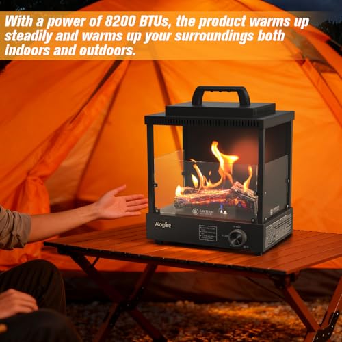 Portable Gas Fire Pit, Alogfire 8200 BTU Propane Gas Heater and Outdoor Real Flame Tabletop Fire Bowl with Safety Protection for Camping, Fishing, Hiking - Image 3