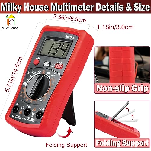 Image of Pocket Multimeter Voltmeter, Electric Tester With Backlight LCD Data Hold, Voltage Power Continuity With AC /DC Ohm Volt Amp Diode Digital Measurement