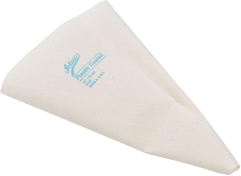 Ateco Bolsa decorativa de lona recubierta de plástico, 10 pulgadas, reutilizable, fabricada en Estados Unidos, color blanco