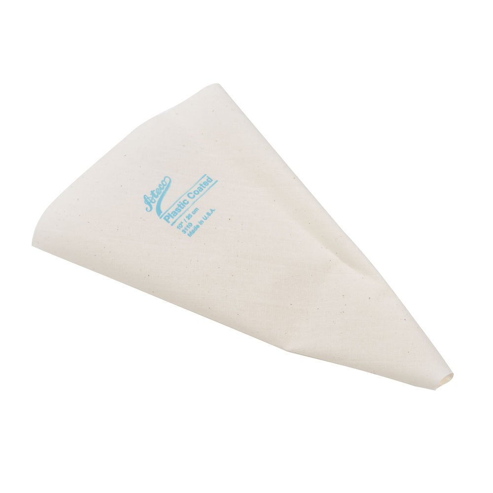 Ateco 3110 Plastic Coated Canvas Decorating Bag, 10-Inch, Reusable, Made in USA, Fabric, Off-White