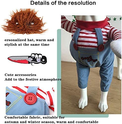 elemhome Kostuums voor honden Dodelijke Pop Hondenkleding, Huisdieren Kostuum Halloween Cosplay voor Honden, Grappige Hond Party Kleding Hoed Kerst Kostuum Hond Party Kleding M