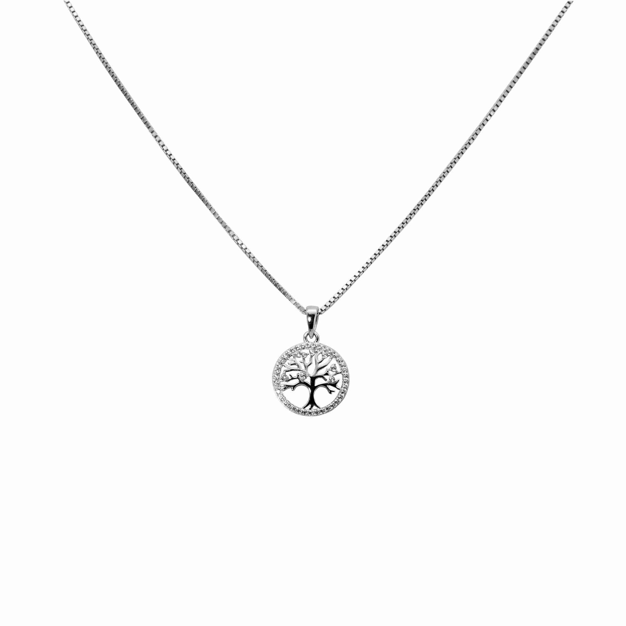 Venezianer Kette Halskette Anhänger Lebensbaum Zirkon 925 Sterling Silber Damen Herren Halskette