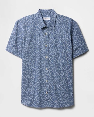 Image of Gap Men Regular Fit Floral Print Short Sleeves Collared Shirt