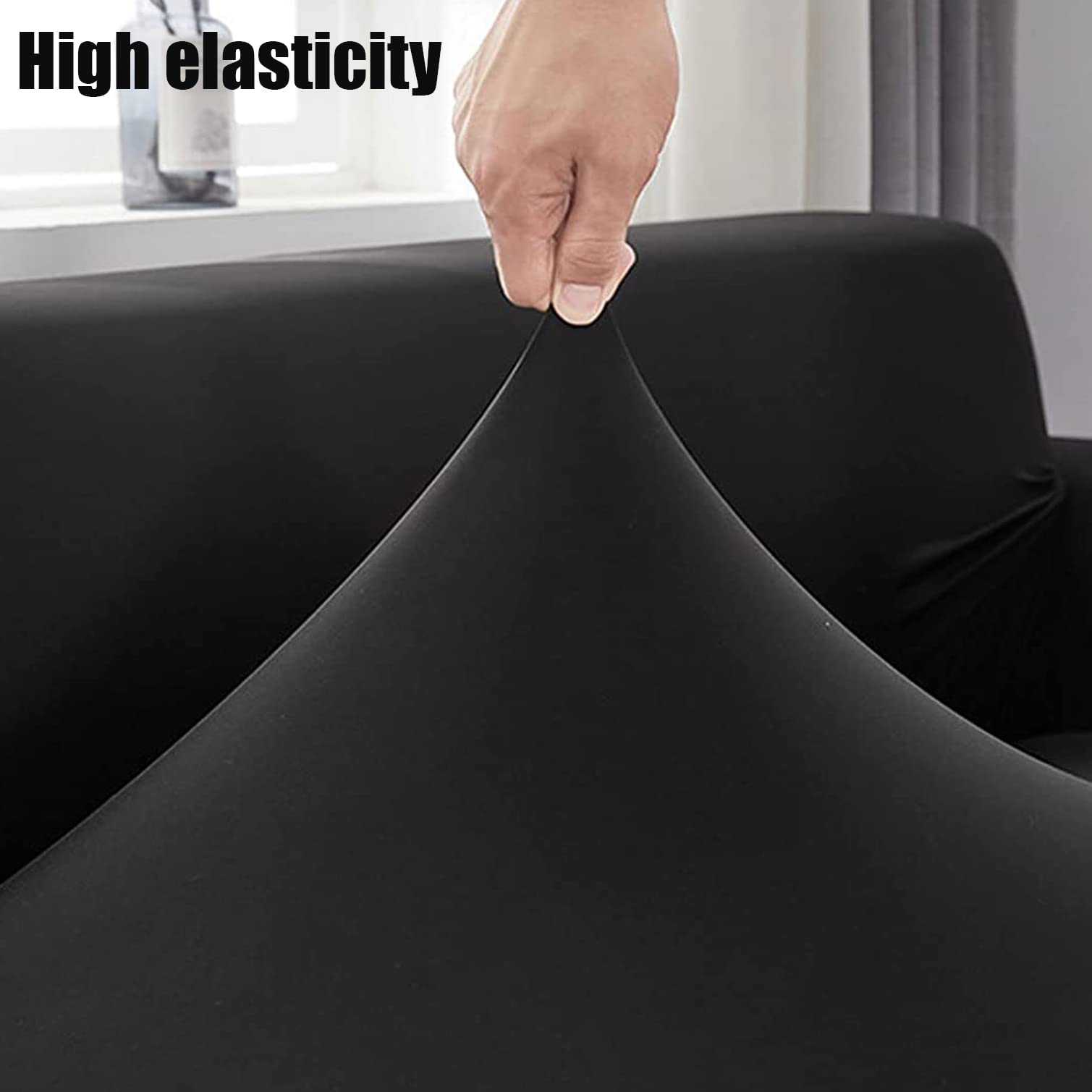 Copridivano universale lavabile in seta di latte, elasticizzato, colore grigio chiaro, per divano a 4 posti (235-300 cm), perfetto per l'arredamento della casa e i proprietari di animali domestici