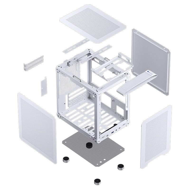 Jonsbo C6-ITX Case PC Mini-Tower Bianco – compatto, Mini-ITX, GPU fino a 255 mm, dissipatore CPU fino a 75 mm, fino a 3 ventole, USB-C I/O frontale
