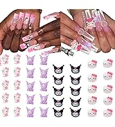 COOSLIM Kawaii Nail Charms Hello Kitty Nail Charms Nail Decorations for Nail Art Supplies 3D Flat...
