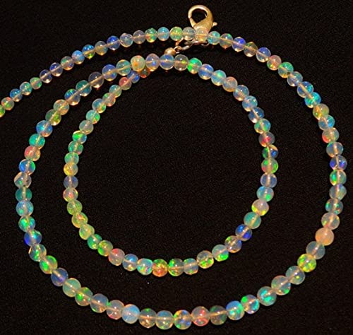 Collier opale de Welo perles rondes rares de 3mm pour création de bijoux de luxe