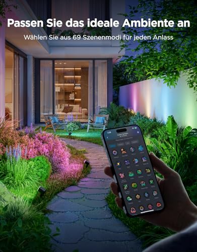 Govee Outdoor LED Strahler, IP67 Wasserdichte Gartenbeleuchtung, RGBWIC Led Strahler Außen, Dimmbar 700lm von 69 Szenenmodi und 16Mio. Farben, Funktioniert mit Alexa, Google Assistant, Matter. 2 Pack 6