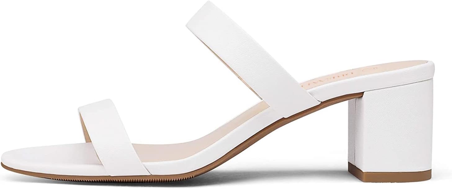 DREAM PAIRS Women's Two Strap Open Toe Low Block Chunky Heels Sandals Dress Pumps Casual Summer Mules Shoes - Image 3