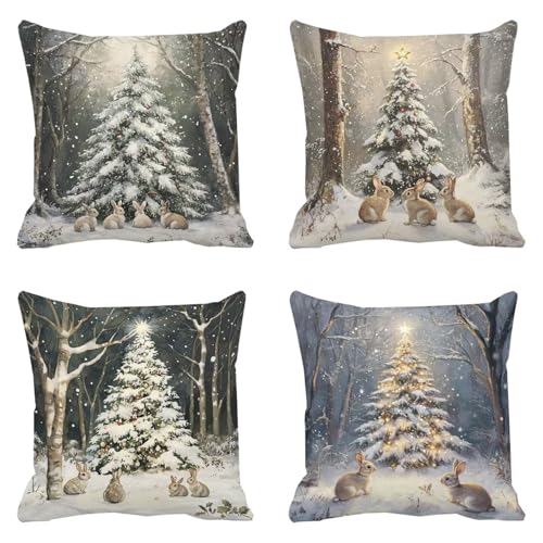 Housse de coussin imperméable 35x35 cm avec textile effet lin résistant aux intempéries - 2