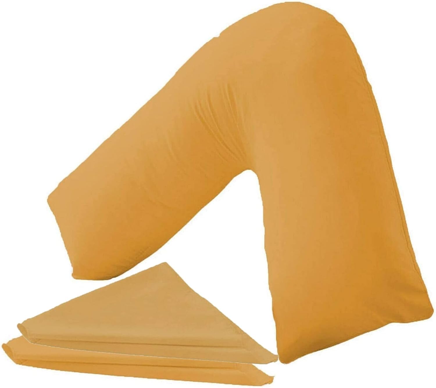 URBAN GROOVE V Shaped Pillowcase Cover Plain Polycotton Back & Neck Support Orthopaedic/Pregnancy/Nursing Pillowcase Cover - V Pillow case cover only (Envelope Closure) (Mustard)