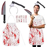 halloween kostüm selber machen Hochwertige Materialien: Dieses Horror halloween kostüm metzger ist aus dicken und haltbaren Materialien gefertigt und kann wiederverwendet werden. Trendiges Halloween-Outfit,Dieses gruselige Metzger-Kostüm ist 2024 besonders angesagt.