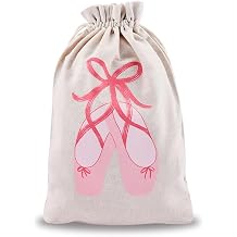Ballet Dance Shoe Bag Drawstring Gift Bag Canvas Cinch Travel Pouch Dance Birthday Party Favors Goodie Bags for Ballerina Ballet Lover Reusable Wrapping Gifts Treat Snack Storage Bags 7.8 * 11.8 Inch