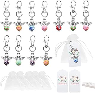 Cdemiy Angel Pendant Keychain, 20 PCS Thank You Gift Angel Keychains, with 20 PCS Organza Gift Bags and 20 PCS Thank You Tags, for Christmas, Wedding, Birthday