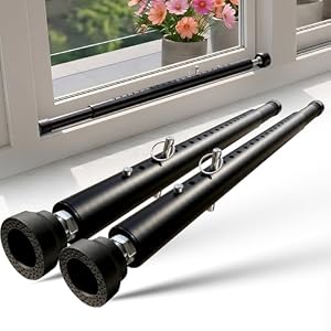 Sliding Door Security Bar 18″-51″, Adjustable Sliding Door Lock Security Bar, Window Security Bars Inside for Sliding Glass Door Home Apartment Safety, Burglar Proof, Black, 2 Pack