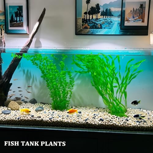 Image of Artificial Aquarium Plants 23.6-26in, Extra Tall Fish Tank Plants for Large Tanks, Plastic Fish Tank Plant 2 Pack, Fake Aquarium Plant, Tall Decorations for Freshwater Aquariums(Green)