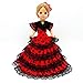 Folk Artesanía Muñeca Sintra 42 cm Similar Nancy Famosa Vestido típico Andaluza con peineta (Negro Lunar Rojo)