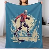 AAPZY Decke Eishockey Decke Tagesdecke - Weiche Flannel Decke Mit Muster Sofadecke - Baumwolldecke Wohndecke Sofaüberwurf Bettüberwurf (150×200cm)