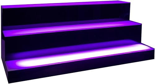 Miniatura 3 de Estante de botella de licor iluminado con luz LED de 31 pulgadas y 3 escalones, estante de botella iluminado para el hogar, estante de bar comercial