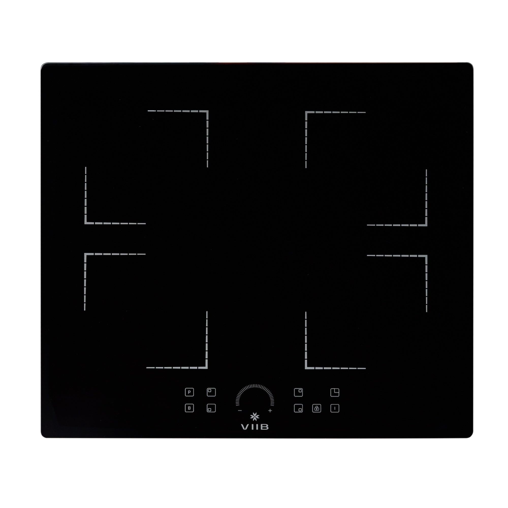 VIIB Induction Hob 60cm, 4 Zone Electric Cooktop, 7000W Built-In Hob, Hardwired Installation (No Plug), Touch Control, Booster, Timer, Child Lock, Auto Shut-Off, Black Glass – Star Burst Zone Design — view 9