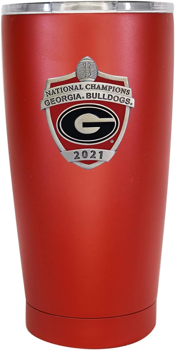 Heritage Pewter Georgia Bulldogs 2021-2022 National Champions 15 oz. Tumbler - Black | Durable Thermal Travel Mug for Coffee | Intricately Crafted Metal Pewter Inlay