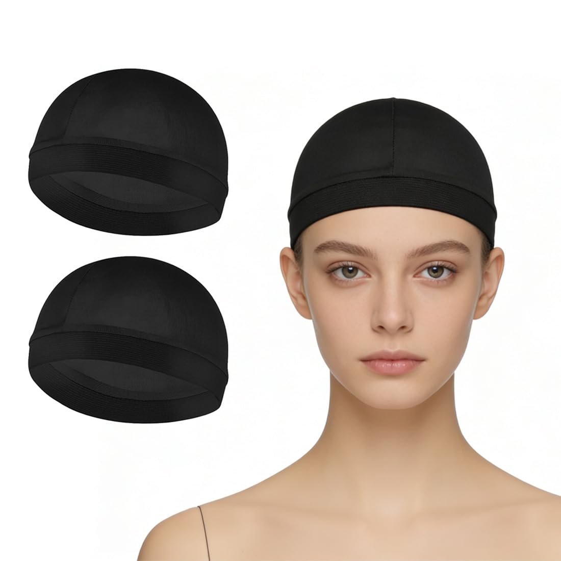 2 Pezzi Cuffie Ondulate Setose per Uomo, Fascia Elastica, Wave Caps, Durag Setoso, Copricapo, Bandana Uomo, Cuffia in Raso, per Dormire e Doccia (Circonferenza Testa 52cm)