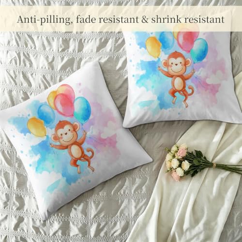 Edredón de 7.5 tog con diseño de mono y globos reversible con 2 fundas para cama King 5