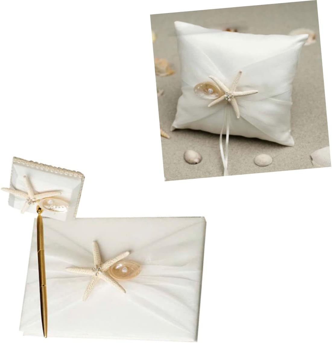 Mobestech Beach Style Guest Book for Wedding Ceremony DIY Sign in Book with Pen Holder for Engagements Capture Memories at Your Special Day