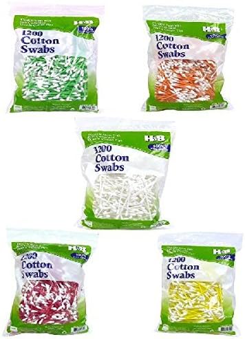 Cotton Swabs Bulk- 1200 100% Pure Cotton Swabs (Pack of 2), Total 2400 Soft Cotton Swabs (Colors May Vary) Value Pack Deal
