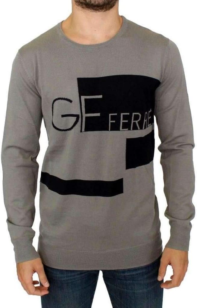 GF Ferre Gray Knitted Wool Crewneck Pullover Sweater